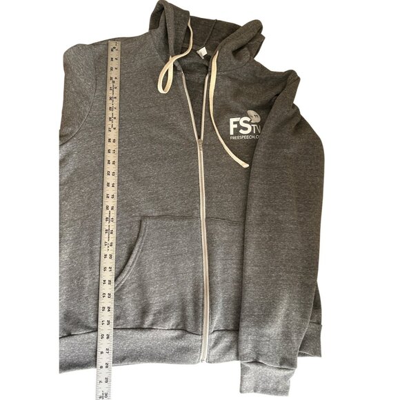Free Speech TV Gray Graphic Print Zip-Up Hoodie By Bella+Canvas XL - Picture 8 of 8